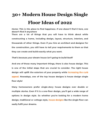 30  Modern House Design Single Floor Ideas of 2022