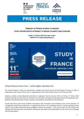 Choose France Tour - French Embassy Press Release - 8 March 2022 (1)