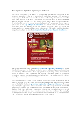 Importance of Agriculture