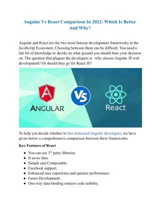 Angular Vs React Comparison In 2022 Which Is Better And Why