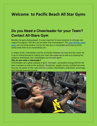 Do you Need a Cheerleader for your Team? Contact All-Stars Gym