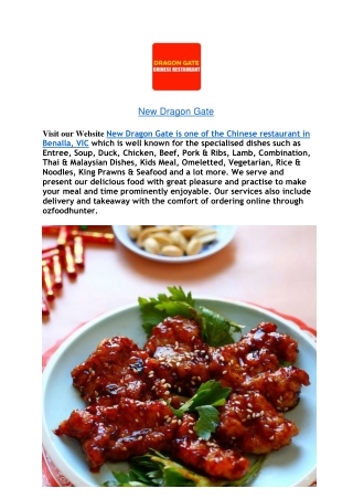 $5 Off - New Dragon Gate Chinese Restauirant Benalla,VIC