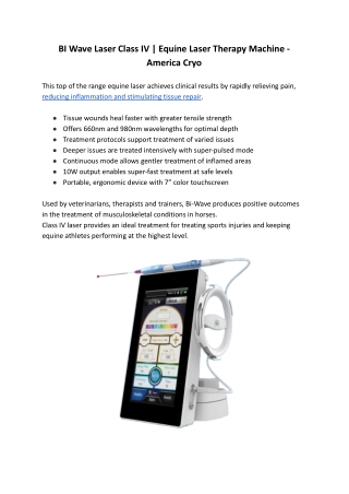 BI Wave Laser Class IV _ equine laser therapy machine - America Cryo