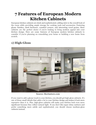 7 Features of European Modern Kitchen Cabinets