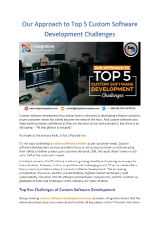 Our Approach to Top 5 Custom Software Development Challenges