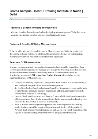 Features & Benefits Of Using Microservices