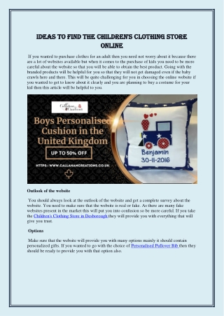 Ideas to find the children's clothing store online