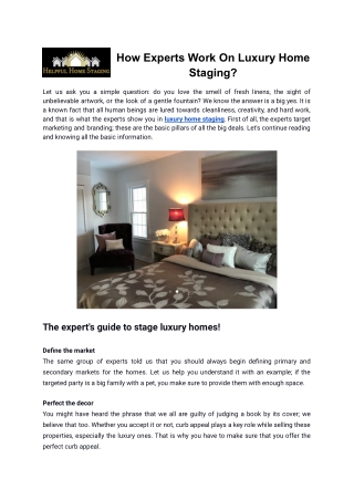 Get Luxury Home Staging Services - Helpful Home Staging