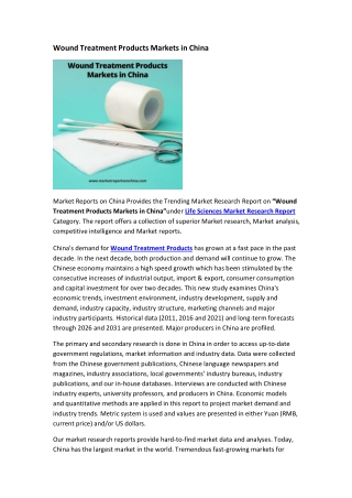 Wound Treatment Products Markets in China