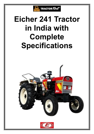 Eicher 241 Tractor in India with Complete Specifications