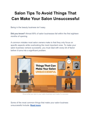 Salon Tips To Avoid Things That Can Make Your Salon Unsuccessful
