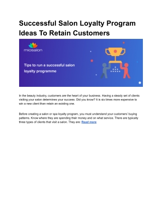 Successful Salon Loyalty Program Ideas To Retain Customers