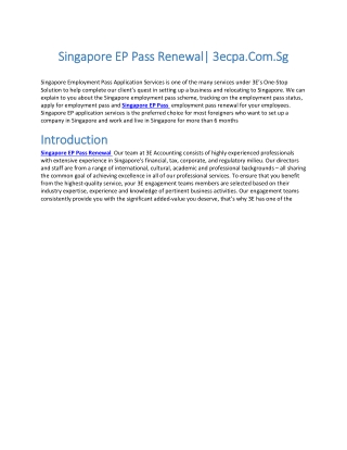 Singapore EP Pass Renewal 3ecpa.Com.Sg