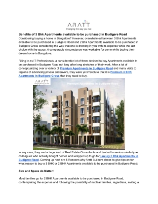 Benefits of 3 Bhk Apartments available to be purchased in Budigere Road