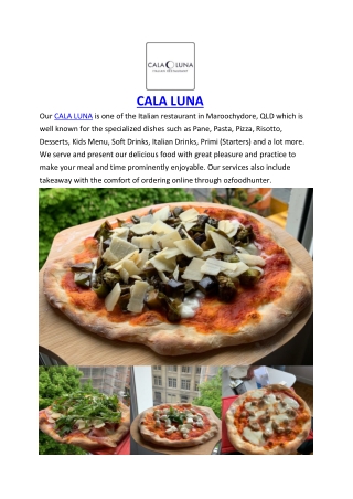 5% Off - CALA LUNA Italian Restaurant Maroochydore, QLD