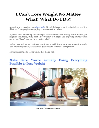 I Can’t Lose Weight No Matter What! What Do I Do_