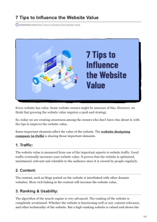 7 Tips to Influence the Website Value