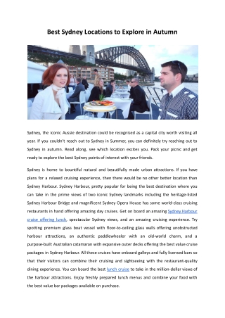Best Sydney Locations to Explore in Autumn