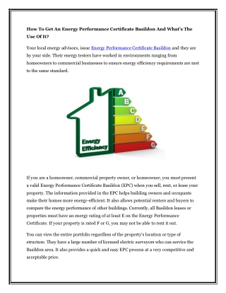 How To Get An Energy Performance Certificate Basildon And What’s The Use Of It?