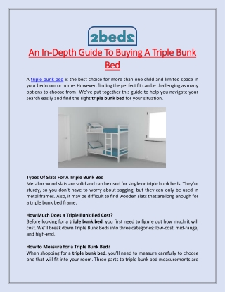An In-Depth Guide To Buying A Triple Bunk Bed