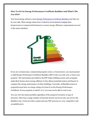 How To Get An Energy Performance Certificate Basildon And What’s The Use Of It?