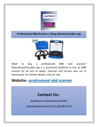 Professional Obd Scanner | Shop.dieselschrauber.org