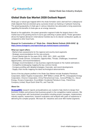Global Shale Gas Market Drivers, Opportunities, Developments, Revenue