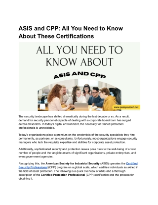 ASIS and CPP: All You Need to Know About These Certifications