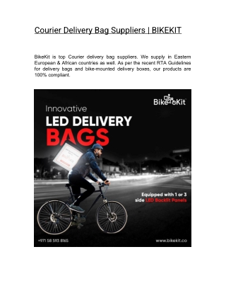 Courier Delivery Bag Suppliers  | BIKEKIT