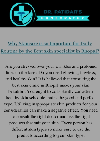 Best Skin Doctor In Bhopal  | Book appointment with Skin Specialist In Bhopal