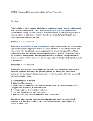 All you need to know about irradiation for Food Preservation