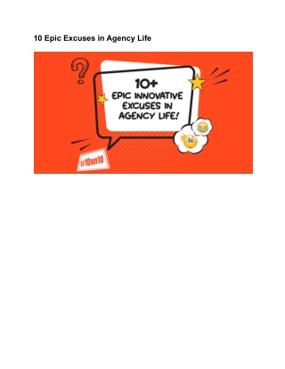 10 Epic Excuses in agency Life