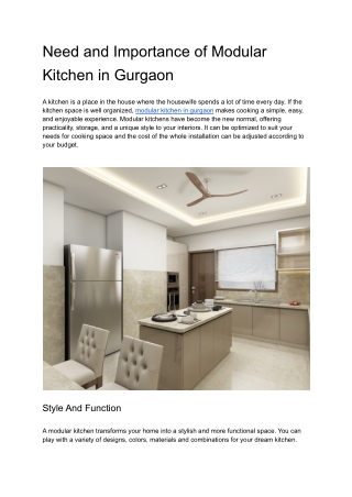 Need and Importance of Modular Kitchen in Gurgaon