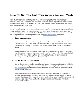 How To Get The Best Tree Service For Your Yard?