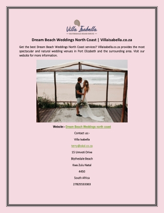 Dream Beach Weddings North Coast | Villaisabella.co.za