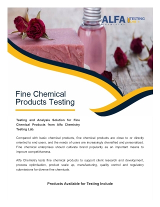 Fine Chemical Products Testing- from Alfa Chemistry Testing Lab