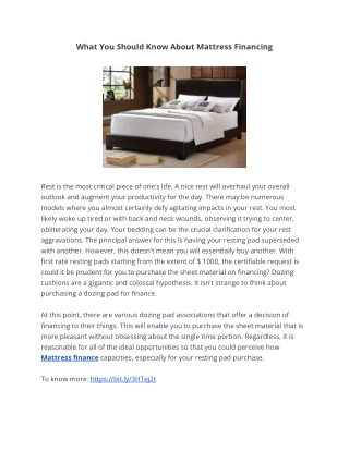 What You Should Know About Mattress Financing