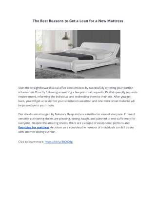 The Best Reasons to Get a Loan for a New Mattress