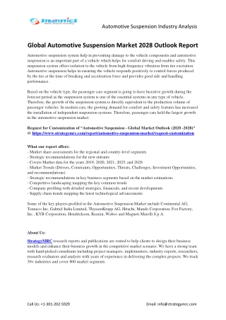 Automotive Suspension Market Forecasts to 2028