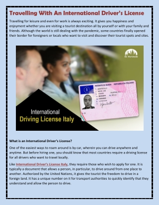 Travelling With An International Driver