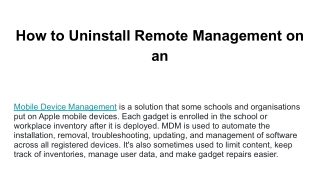 How to Uninstall Remote Management on an