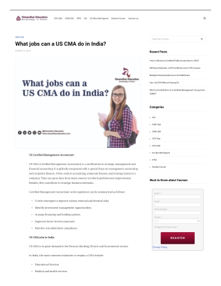 What jobs can a US CMA do in India?