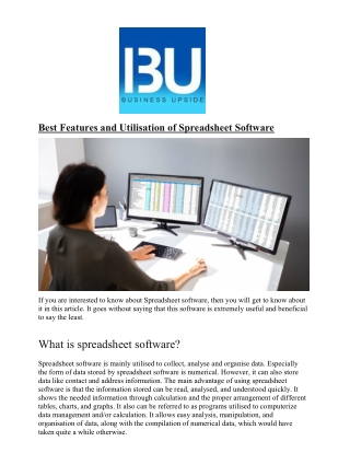 Best Features and Utilisation of Spreadsheet Software