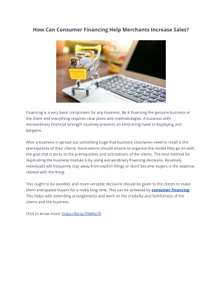 How Can Consumer Financing Help Merchants Increase Sales?