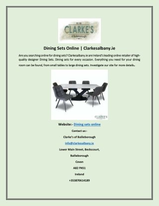 Dining Sets Online | Clarkesalbany.ie