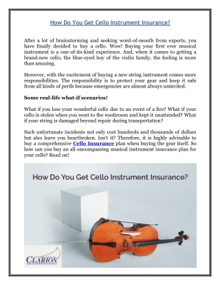 How Do You Get Cello Instrument Insurance?