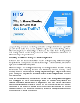 Why Is Shared Hosting Ideal for Sites that Get Less Traffic