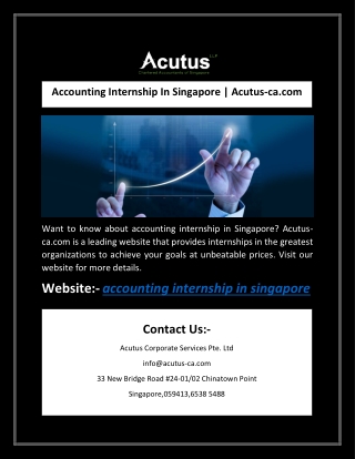 Accounting Internship In Singapore | Acutus-ca.com