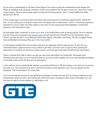 How To Invest In Gte Technology? [G.t.e Jeff Brown]