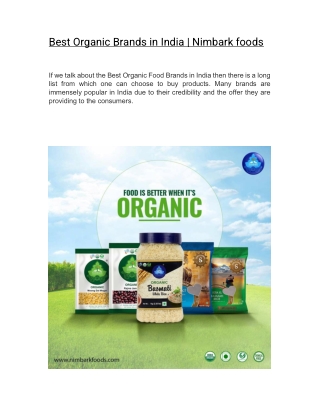 Best Organic Brands in India  | Nimbark foods